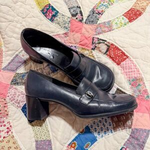 navy leather healed loafers 9